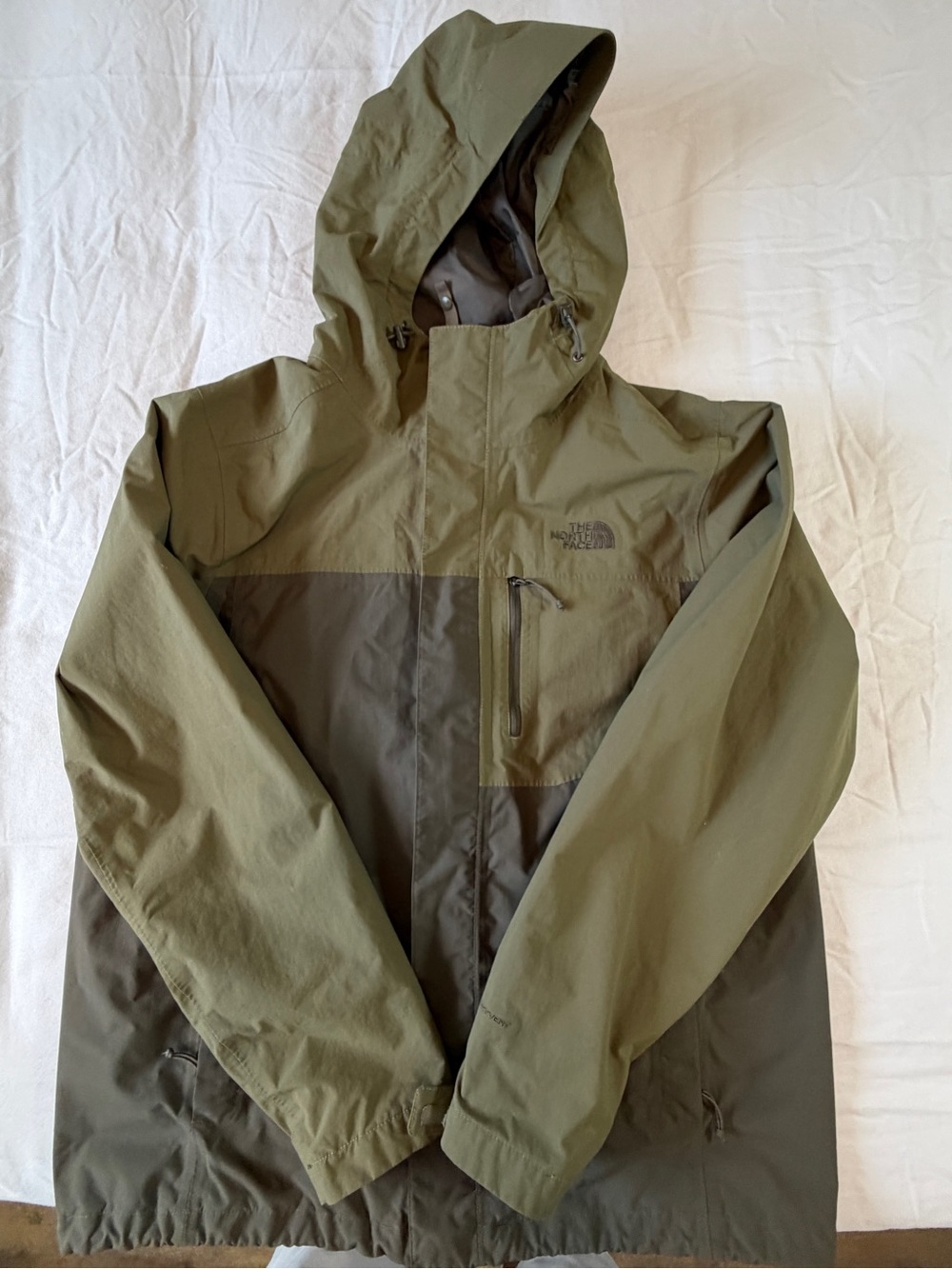 The North Face Men's Two-Tone Olive Hooded Rain Jacket
